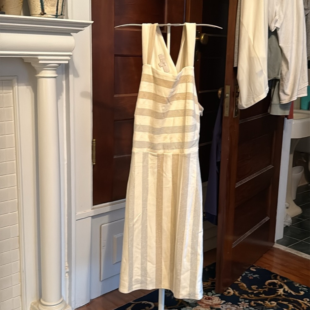 LOFT Shimner Stripe Crossback dress- worn about 3x - Picture 3 of 6